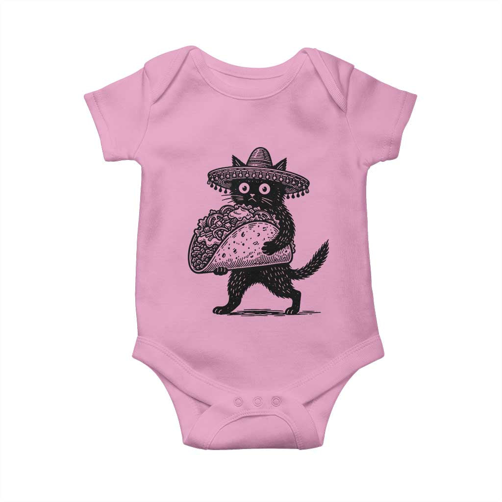 Funny Cinco De Mayo Black Cat With Taco Baby Onesie Mexican Food Gift