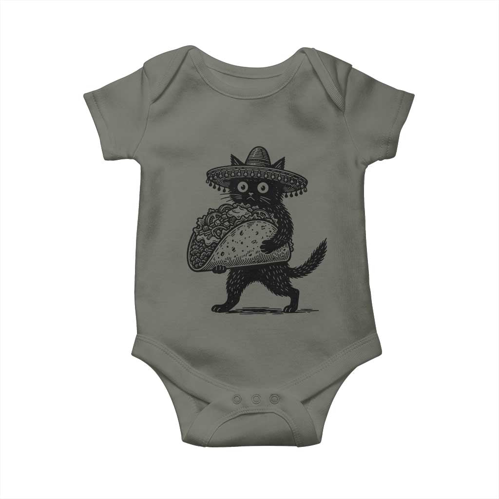 Funny Cinco De Mayo Black Cat With Taco Baby Onesie Mexican Food Gift