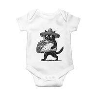 Funny Cinco De Mayo Black Cat With Taco Baby Onesie Mexican Food Gift