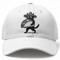 Funny Cinco De Mayo Black Cat With Taco Baseball Cap Mexican Food Gift