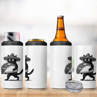 Funny Cinco De Mayo Black Cat With Taco 4 in 1 Can Cooler Tumbler Mexican Food Gift