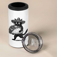 Funny Cinco De Mayo Black Cat With Taco 4 in 1 Can Cooler Tumbler Mexican Food Gift