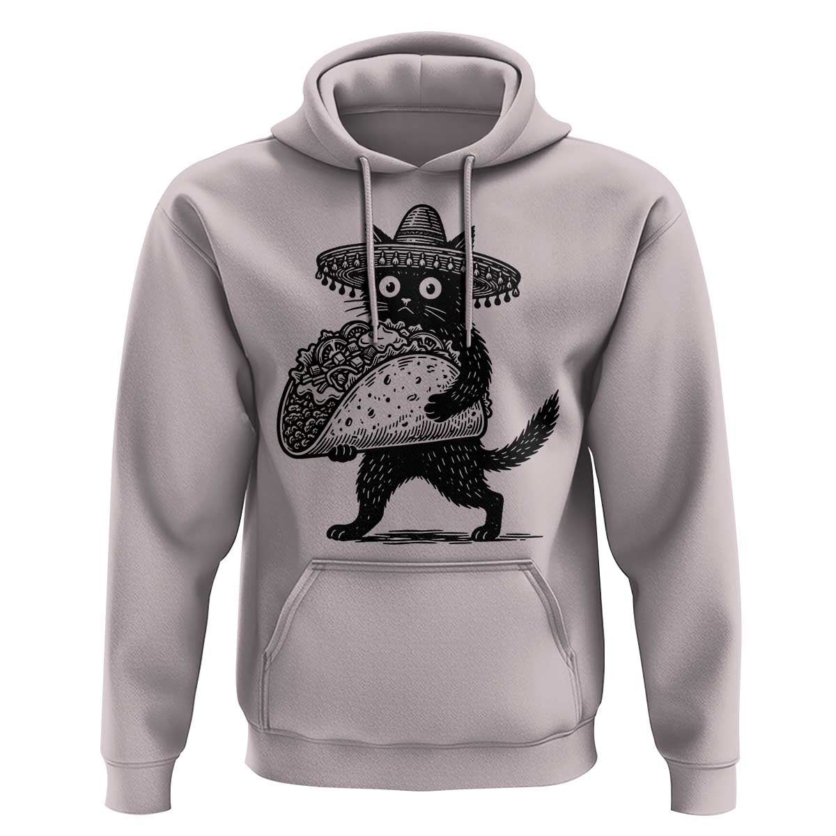 Funny Cinco De Mayo Black Cat With Taco Hoodie Mexican Food Gift