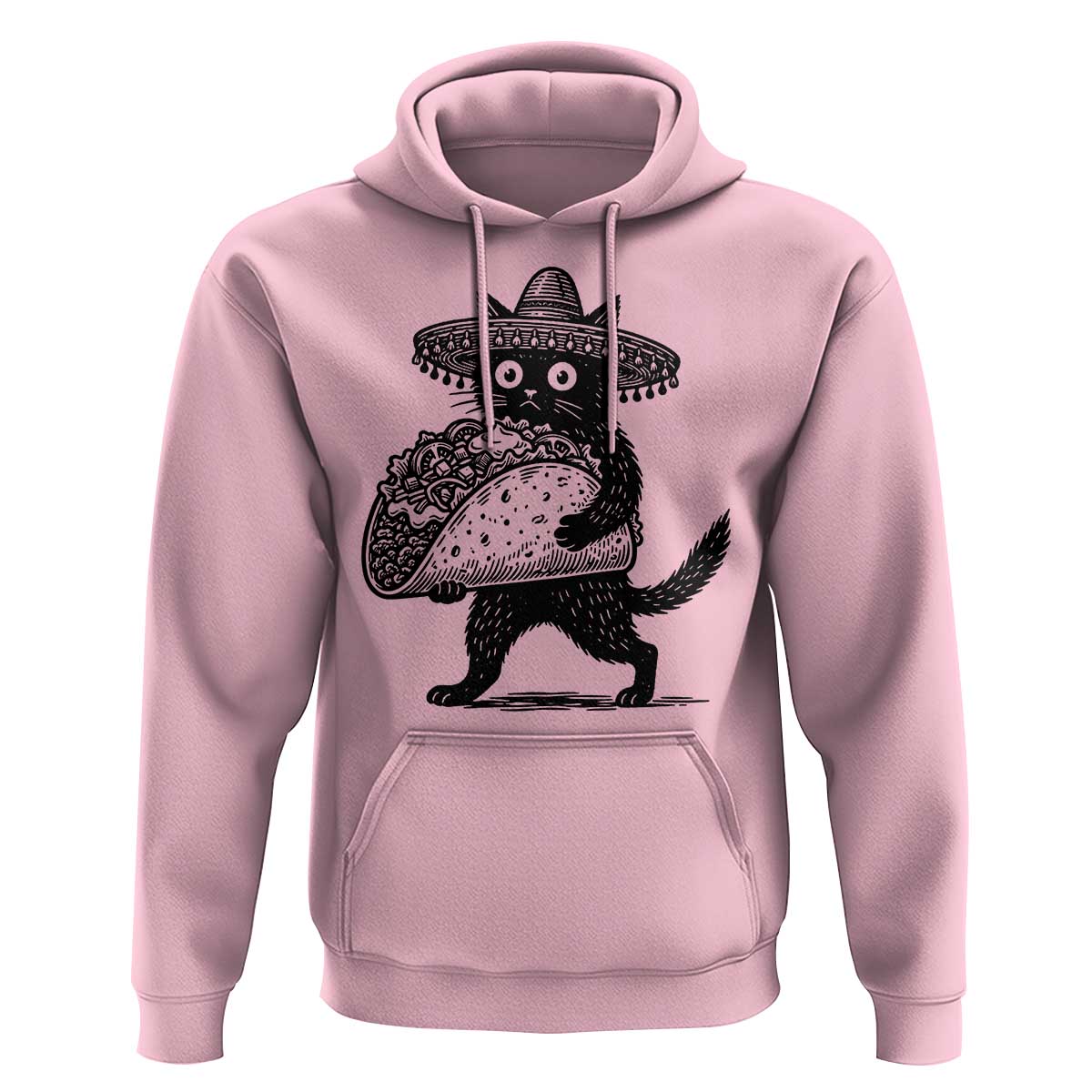 Funny Cinco De Mayo Black Cat With Taco Hoodie Mexican Food Gift