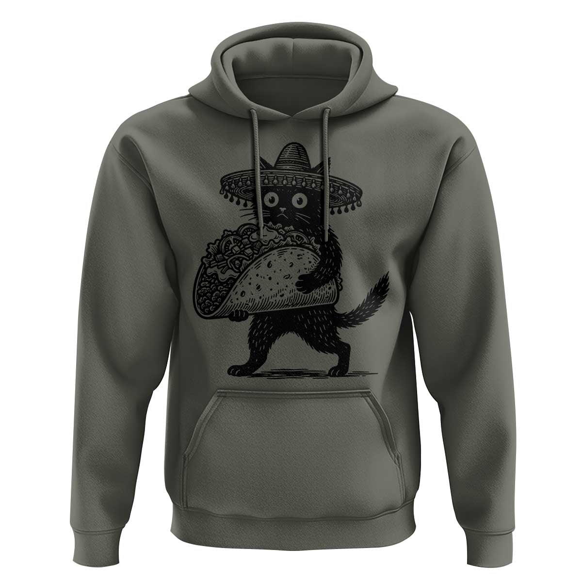 Funny Cinco De Mayo Black Cat With Taco Hoodie Mexican Food Gift
