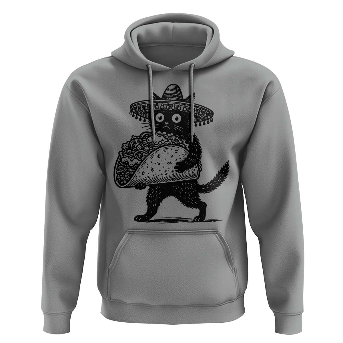 Funny Cinco De Mayo Black Cat With Taco Hoodie Mexican Food Gift