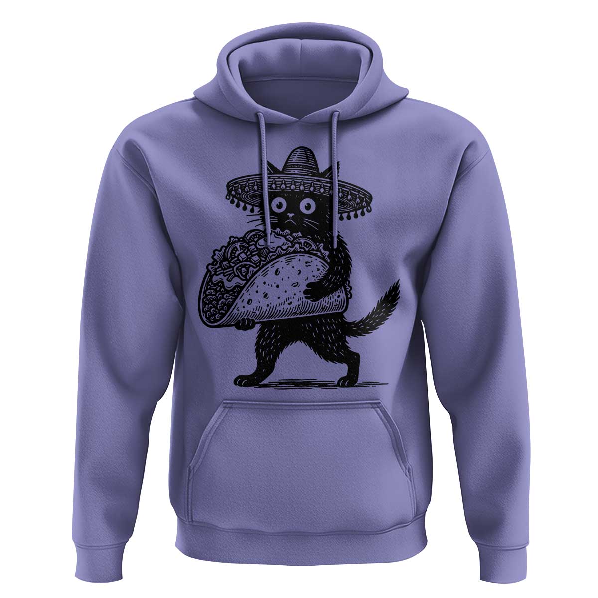 Funny Cinco De Mayo Black Cat With Taco Hoodie Mexican Food Gift