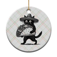 Funny Cinco De Mayo Black Cat With Taco Ceramic Ornament Mexican Food Gift