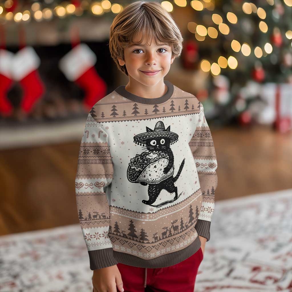 Funny Cinco De Mayo Black Cat With Taco Ugly Christmas Sweater Mexican Food Gift