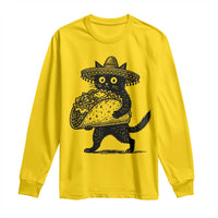 Funny Cinco De Mayo Black Cat With Taco Long Sleeve Shirt Mexican Food Gift
