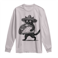 Funny Cinco De Mayo Black Cat With Taco Long Sleeve Shirt Mexican Food Gift