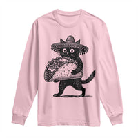 Funny Cinco De Mayo Black Cat With Taco Long Sleeve Shirt Mexican Food Gift