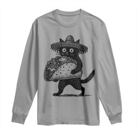 Funny Cinco De Mayo Black Cat With Taco Long Sleeve Shirt Mexican Food Gift