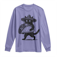 Funny Cinco De Mayo Black Cat With Taco Long Sleeve Shirt Mexican Food Gift