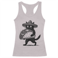 Funny Cinco De Mayo Black Cat With Taco Racerback Tank Top Mexican Food Gift