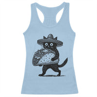 Funny Cinco De Mayo Black Cat With Taco Racerback Tank Top Mexican Food Gift