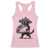 Funny Cinco De Mayo Black Cat With Taco Racerback Tank Top Mexican Food Gift