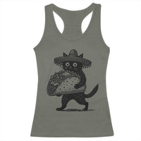 Funny Cinco De Mayo Black Cat With Taco Racerback Tank Top Mexican Food Gift