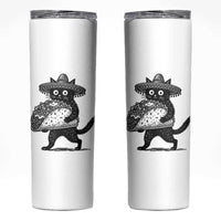 Funny Cinco De Mayo Black Cat With Taco Skinny Tumbler Mexican Food Gift