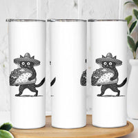 Funny Cinco De Mayo Black Cat With Taco Skinny Tumbler Mexican Food Gift