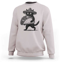 Funny Cinco De Mayo Black Cat With Taco Sweatshirt Mexican Food Gift