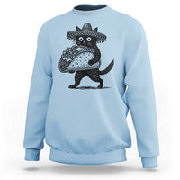 Funny Cinco De Mayo Black Cat With Taco Sweatshirt Mexican Food Gift