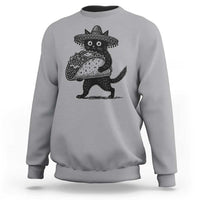 Funny Cinco De Mayo Black Cat With Taco Sweatshirt Mexican Food Gift