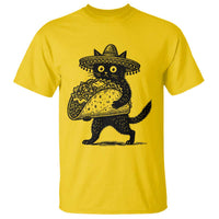 Funny Cinco De Mayo Black Cat With Taco T Shirt Mexican Food Gift