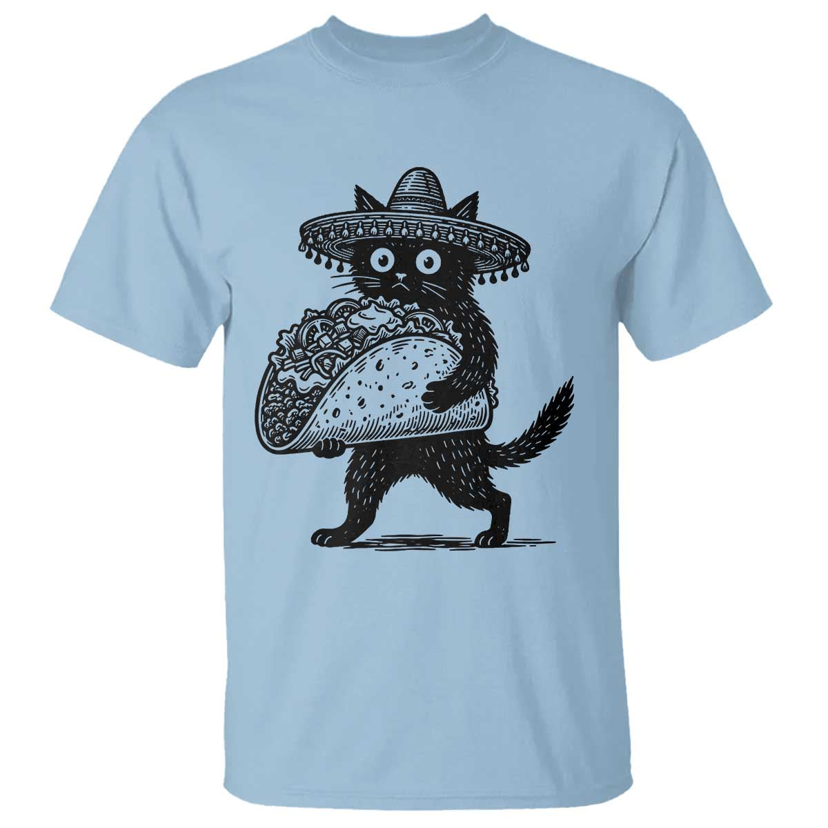 Funny Cinco De Mayo Black Cat With Taco T Shirt Mexican Food Gift