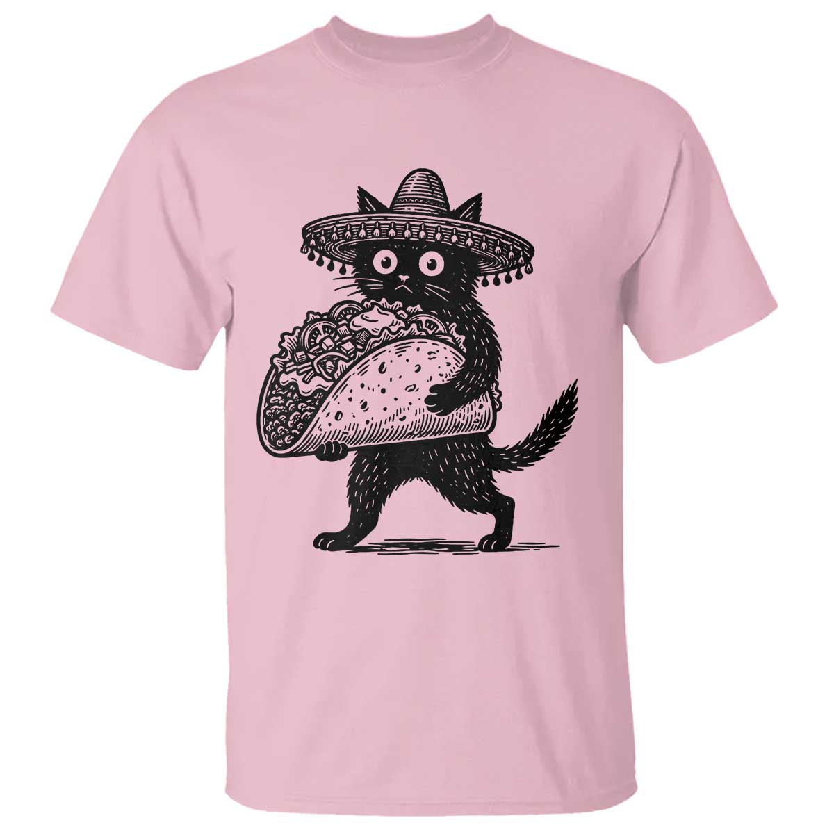 Funny Cinco De Mayo Black Cat With Taco T Shirt Mexican Food Gift