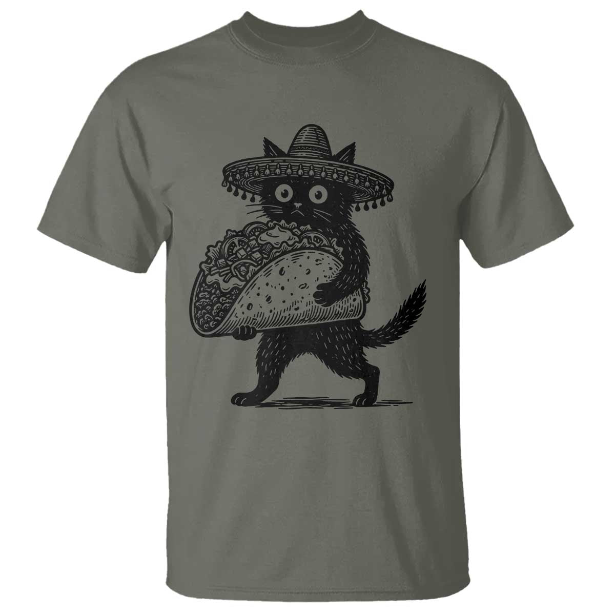 Funny Cinco De Mayo Black Cat With Taco T Shirt Mexican Food Gift
