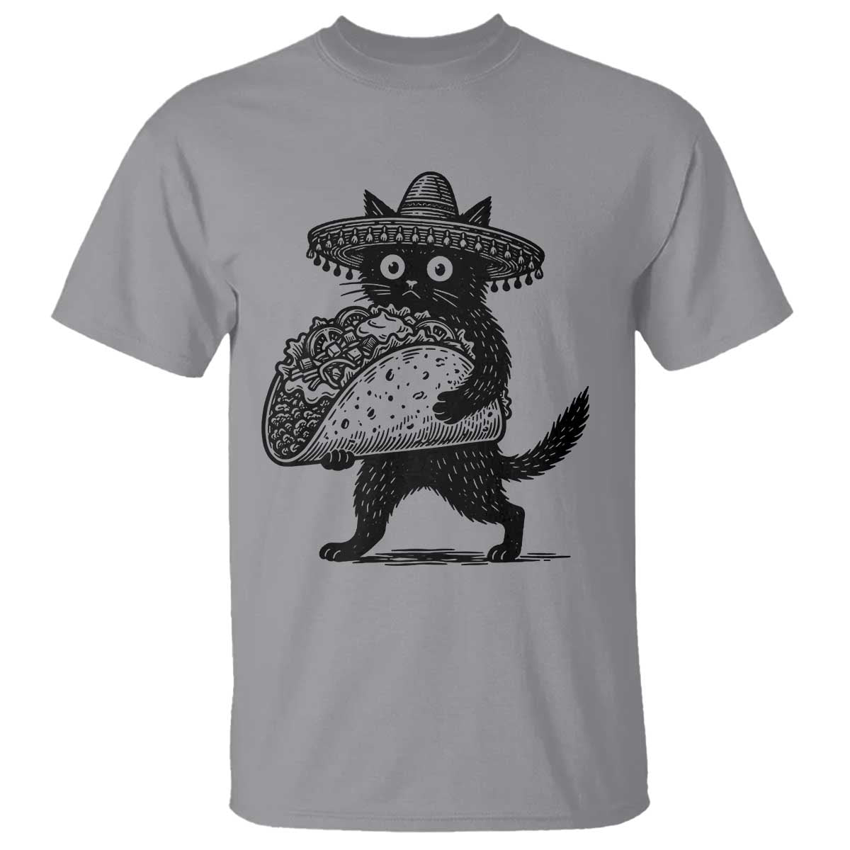 Funny Cinco De Mayo Black Cat With Taco T Shirt Mexican Food Gift