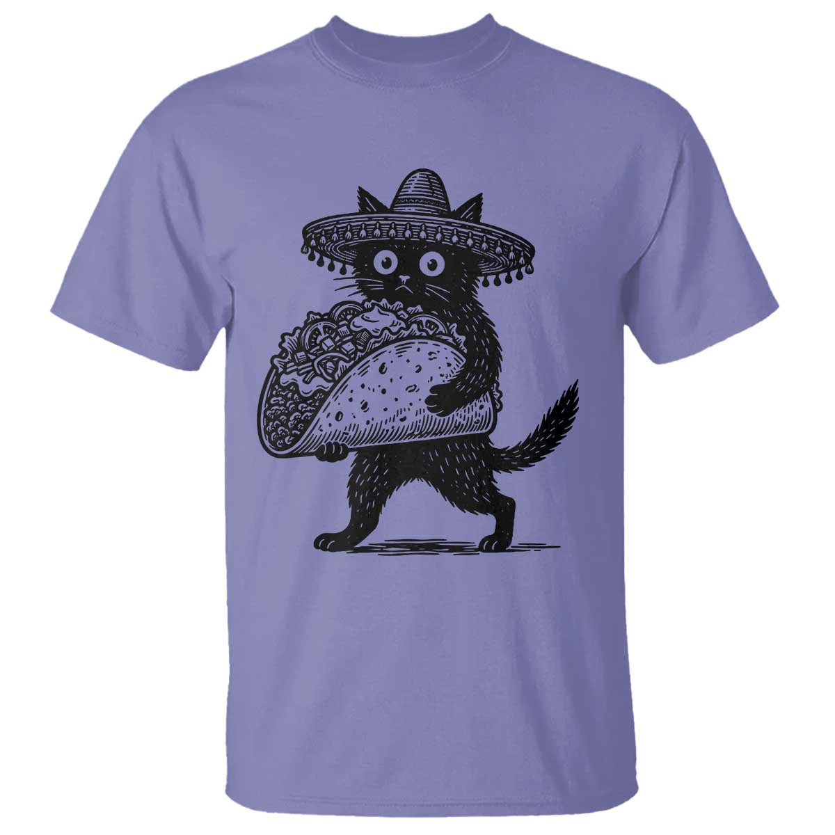 Funny Cinco De Mayo Black Cat With Taco T Shirt Mexican Food Gift