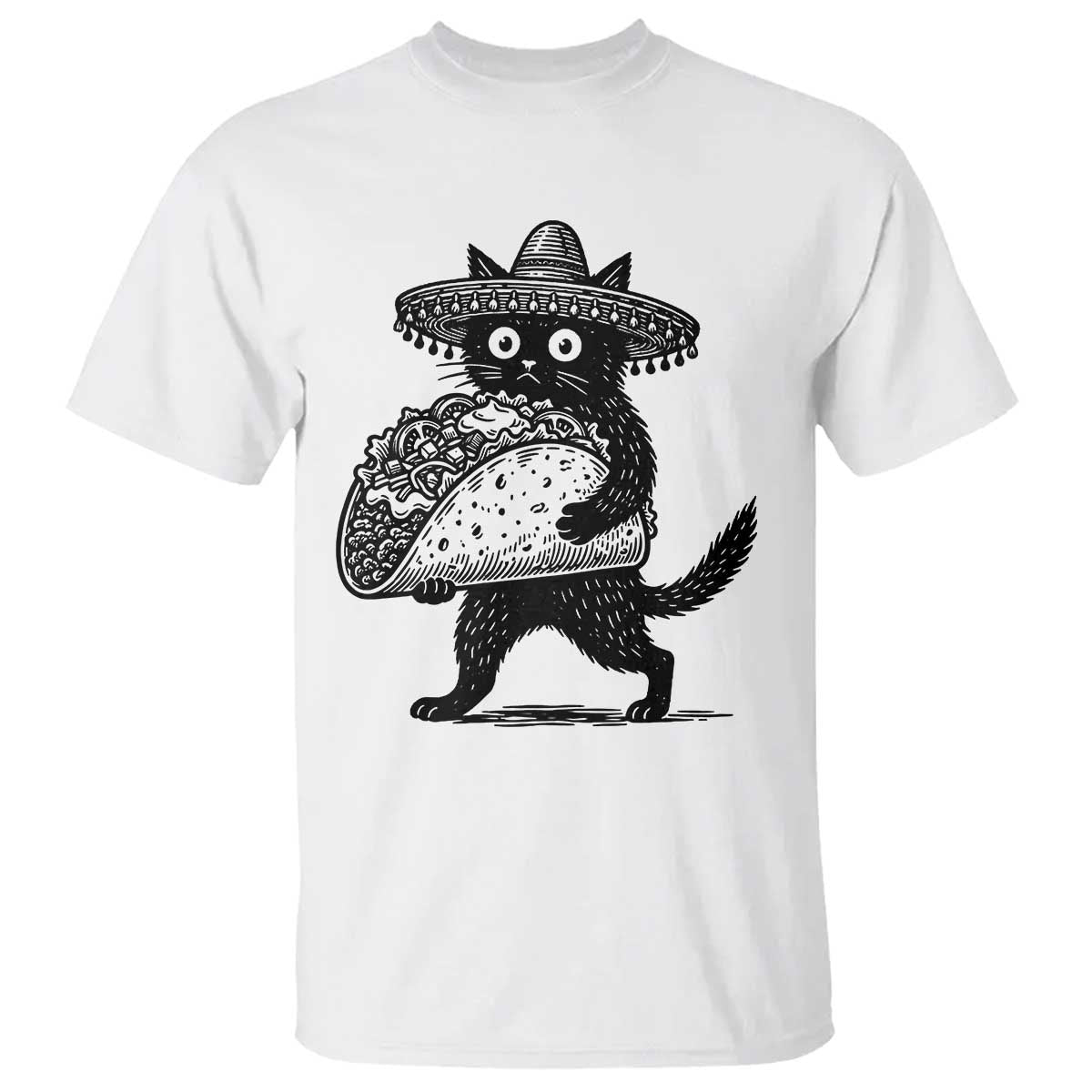 Funny Cinco De Mayo Black Cat With Taco T Shirt Mexican Food Gift