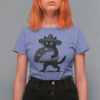 Funny Cinco De Mayo Black Cat With Taco T Shirt For Women Mexican Food Gift