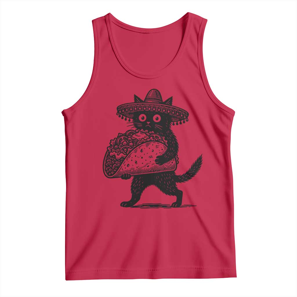 Funny Cinco De Mayo Black Cat With Taco Tank Top Mexican Food Gift