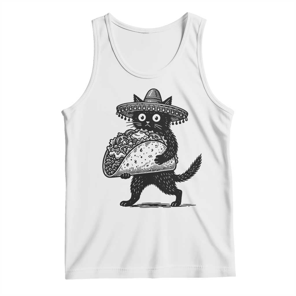 Funny Cinco De Mayo Black Cat With Taco Tank Top Mexican Food Gift