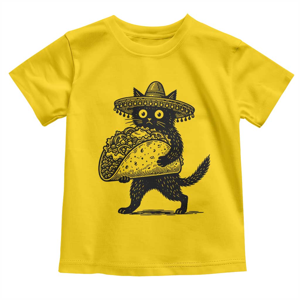 Funny Cinco De Mayo Black Cat With Taco Toddler T Shirt Mexican Food Gift