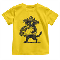 Funny Cinco De Mayo Black Cat With Taco Toddler T Shirt Mexican Food Gift