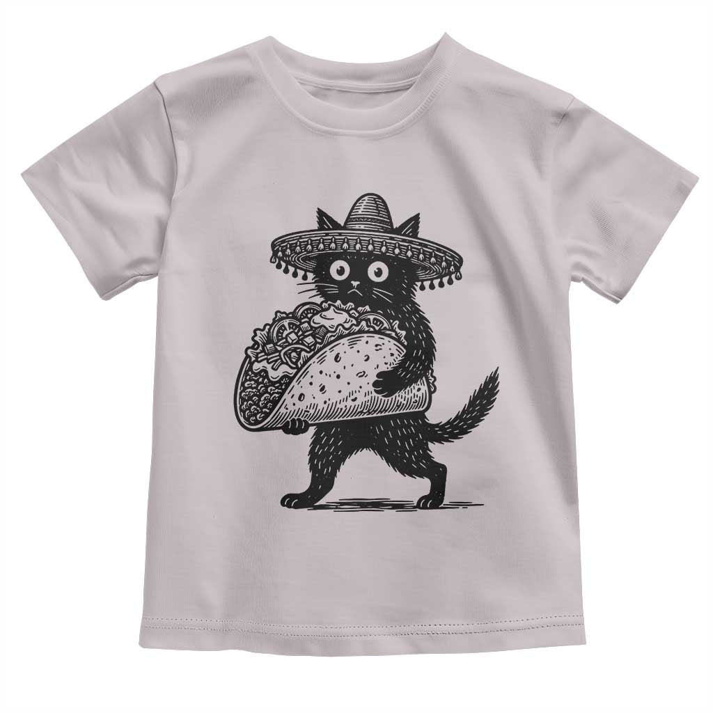 Funny Cinco De Mayo Black Cat With Taco Toddler T Shirt Mexican Food Gift