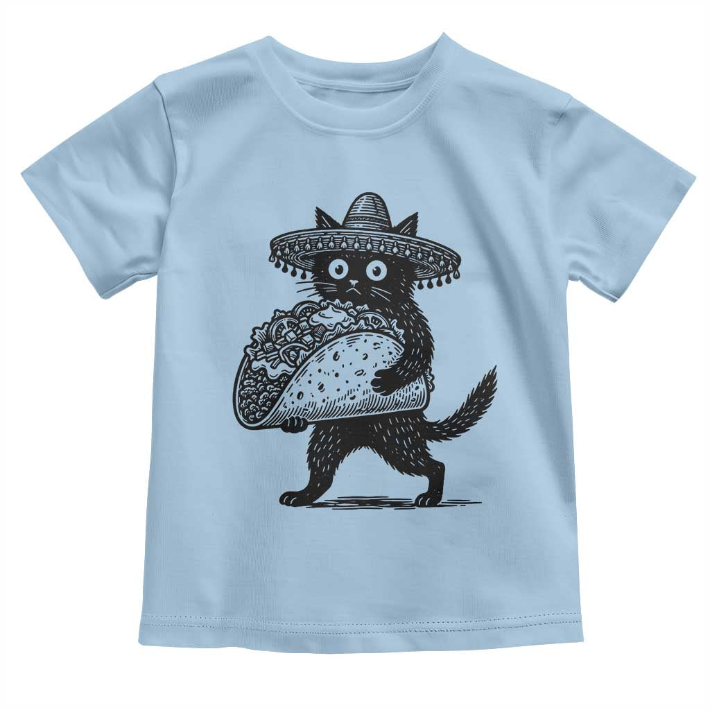 Funny Cinco De Mayo Black Cat With Taco Toddler T Shirt Mexican Food Gift