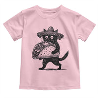 Funny Cinco De Mayo Black Cat With Taco Toddler T Shirt Mexican Food Gift