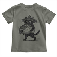 Funny Cinco De Mayo Black Cat With Taco Toddler T Shirt Mexican Food Gift