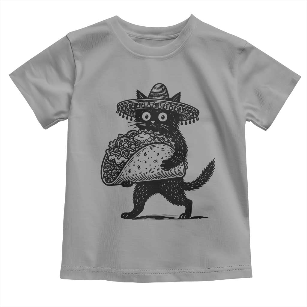 Funny Cinco De Mayo Black Cat With Taco Toddler T Shirt Mexican Food Gift