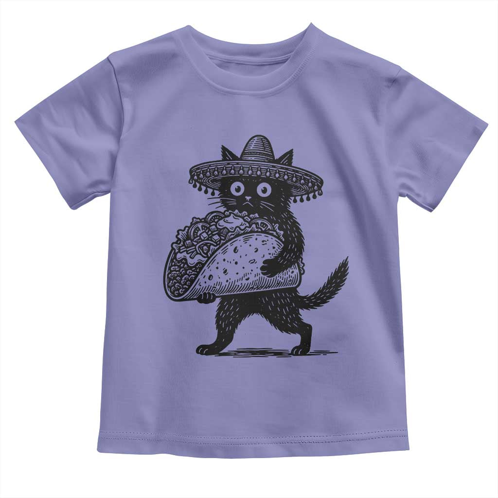 Funny Cinco De Mayo Black Cat With Taco Toddler T Shirt Mexican Food Gift