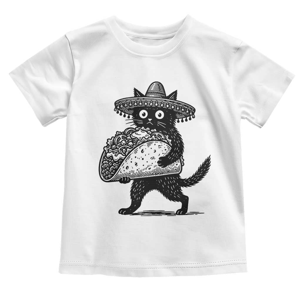 Funny Cinco De Mayo Black Cat With Taco Toddler T Shirt Mexican Food Gift