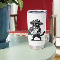 Funny Cinco De Mayo Black Cat With Taco Tumbler Cup Mexican Food Gift