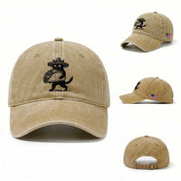Funny Cinco De Mayo Black Cat With Taco Washed Cotton Baseball Cap Mexican Food Gift