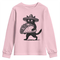 Funny Cinco De Mayo Black Cat With Taco Youth Sweatshirt Mexican Food Gift