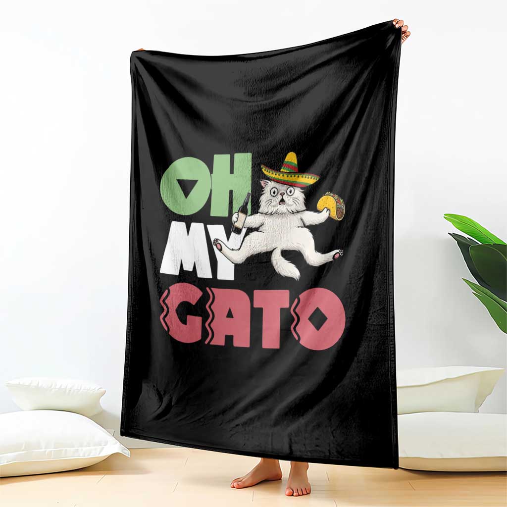 Funny Cinco De Mayo Drunk Cat Throw Blanket Oh My Gato